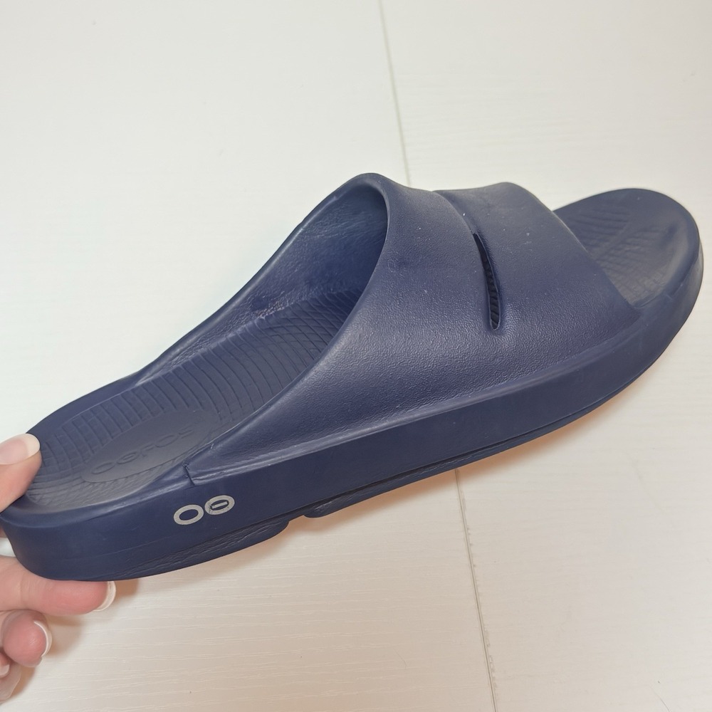 Oofos Ooahh Recovery Slide Sandals Navy Orthopedic Cushioned Women's 9 Men's 7 - Picture 10 of 10